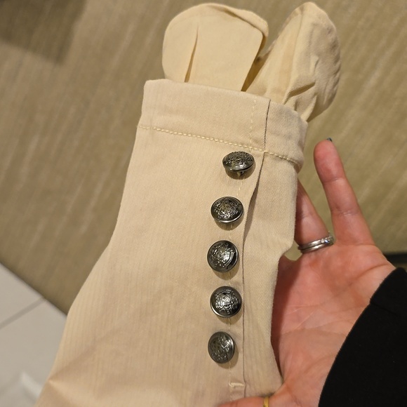 Free People Beige Military Style Jacket Blazer, Size M - Picture 6 of 8